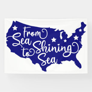 Van Zee naar Shining Zee - Patriottische USA Kaart Spandoek