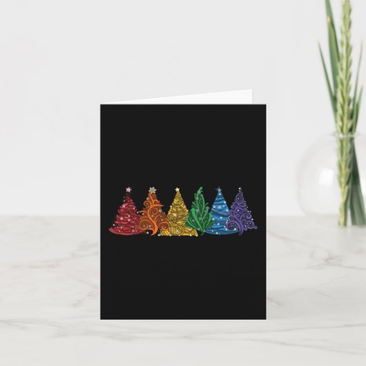 Van Zes LHBTQ Pride Regenboog Kerstbomen Vector Kaart (Voorkant)