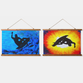Van zon tot surf, houten wandtapijt met toppen hangend wandkleed