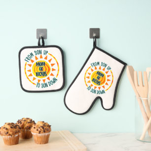 Van zoon tot zoon van mama van jongens ovenwant & pannenlap set