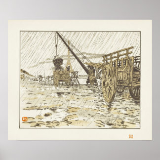 Vanaf de Quai de Passy, in de regen Poster