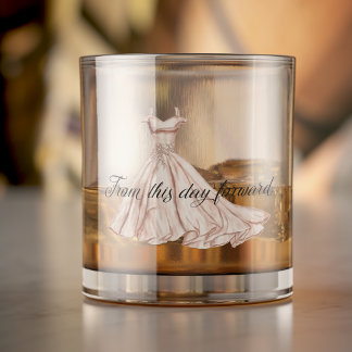 Vanaf Deze Dag Voorwaarts Elegante Trouwjurk Whisky Glas