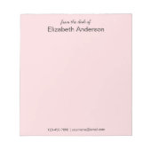Vanaf het bureau van Bleek Roze Zwart Naam Telefoo Notitieblok (Voorkant)