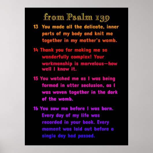 Vanaf Psalm 139 Poster (Voorkant)