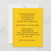 VANAVOND CIRCUS GESLOTEN PARTIJ THEME INVITE INVIT KAART (Achterkant)