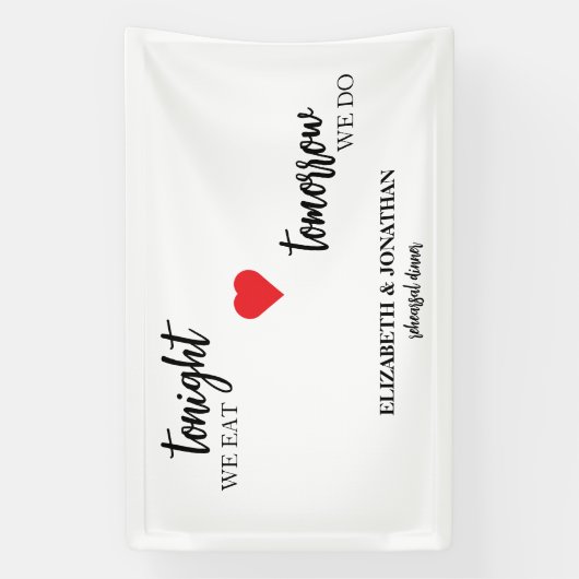 Vanavond Eten We, Morgen Doen We Oefenavond Eten Spandoek (Verticaal)