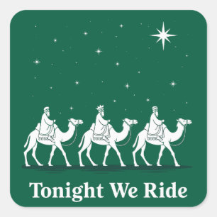 Vanavond rijden we met Kerstmis christelijk geloof Vierkante Sticker