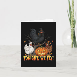 Vanavond Vliegen Kip Heks Grappig Pluimvee Hallowe Kaart