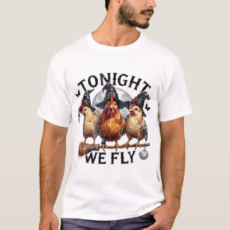Vanavond Vliegen Kip Heks Halloween Kip T-shirt