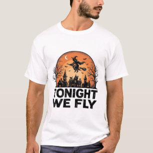 Vanavond Vliegen Vintage Heks Halloween Shirt Ontw