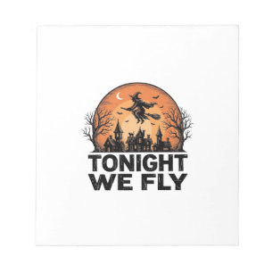 Vanavond Vliegen Vintage Heks Halloween Shirt Ontw Notitieblok