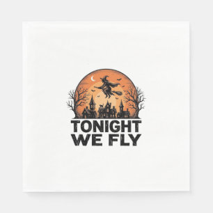 Vanavond Vliegen Vintage Heks Halloween Shirt Ontw Servet