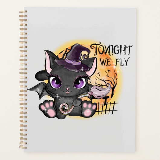 Vanavond vliegen we - Black Witch Cat Planner (Voorkant)