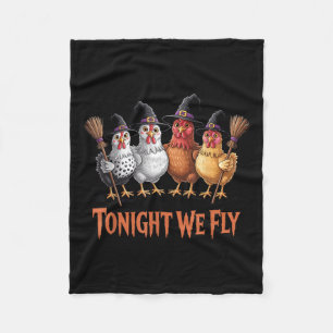 Vanavond vliegen we Funny Witch Chicken Halloween Fleece Deken