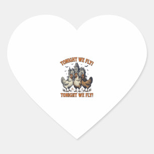 Vanavond Vliegen We Grappige Kip Halloween Shirt O Hart Sticker
