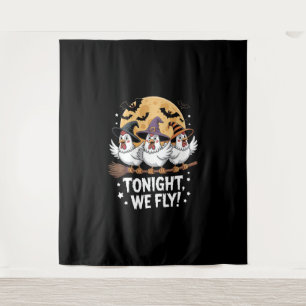Vanavond Vliegen we Halloween Kip Wandkleed