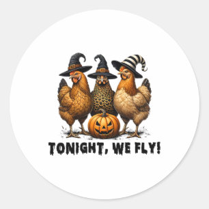 Vanavond vliegen we met Halloween Chicken Herfst F Ronde Sticker