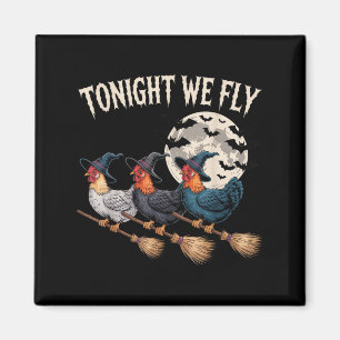 Vanavond vliegen we met Witchy Rooster Halloween F Magneet