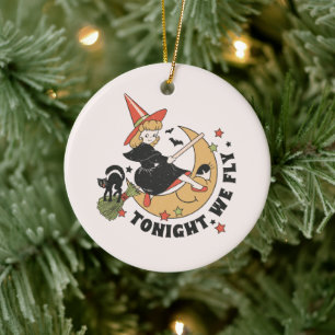 Vanavond vliegen we schattige heks keramisch ornament