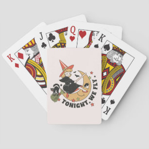 Vanavond vliegen we schattige heks pokerkaarten