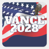 Vance 2028 Text With Flag and Bald Eagle Vierkante Sticker (Voorkant)