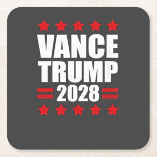 Vance Trump presidentsverkiezingen 2028 Vierkante Kartonnen Onderzetter