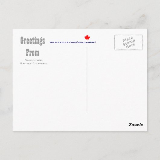 Vancouver BC Canada Briefkaart (Achterkant)