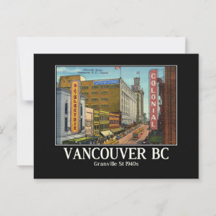 Vancouver BC Canada Granville St 1940 Briefkaart