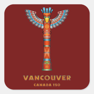 Vancouver (BC) Canada - Kortstaart Vierkante Sticker