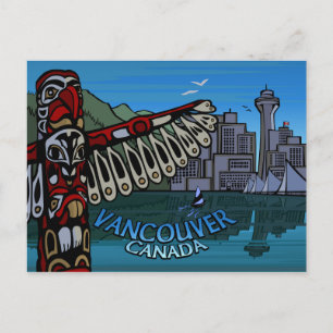 Vancouver Briefkaarten Totem Pole & Landmarks Card