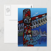 Vancouver Briefkaarten Totem Pole & Landmarks Card (Voorkant / Achterkant)