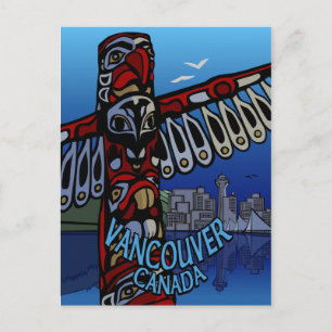 Vancouver Briefkaarten Totem Pole & Landmarks Card