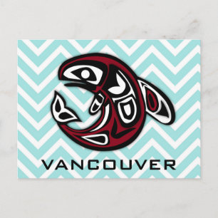 Vancouver British Columbia Nautical Orca Whale Art Briefkaart