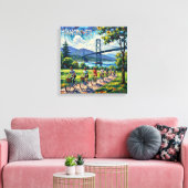 Vancouver Brug en Seawall Scene Canvas Afdruk (Insitu (Woonkamer))