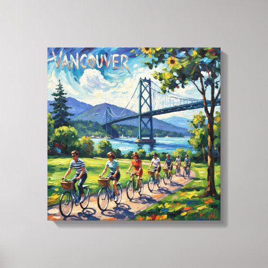 Vancouver Brug en Seawall Scene Canvas Afdruk (Voorkant)