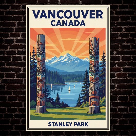 Vancouver, Canada : Affiche Vintage voyage des ann
