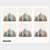 Vancouver, Canada | City Skyline Vierkante Sticker (Vel)