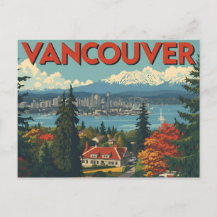 Vancouver Canada Reizen Kunst Vintage Briefkaart