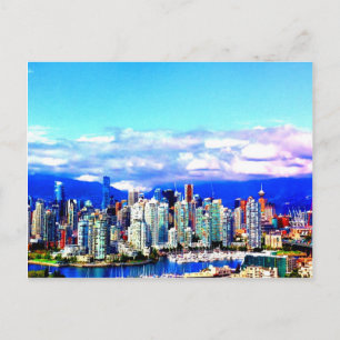 vancouver canada skyline wolken skyscrapers briefkaart