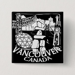 Vancouver Canada Souvenir Buttonnen Gastown Art Gi Vierkante Button 5,1 Cm