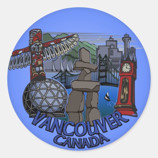 Vancouver Canada Stickers Landmark Souvenir Art (Voorkant)