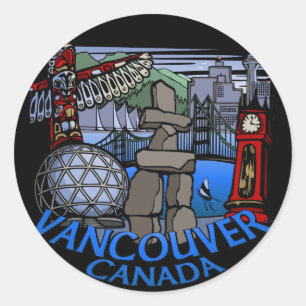 Vancouver Canada Stickers Totem Pole Landmark Art