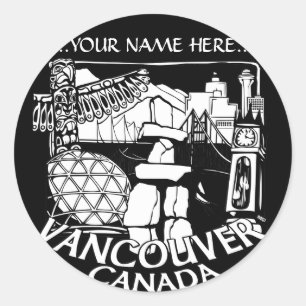 Vancouver Canada Stickers Totem Pole Landmark Art