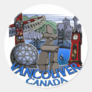 Vancouver Canada Stickers Totem Pole Landmark Art