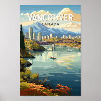 Vancouver Canada Travel Art Vintage