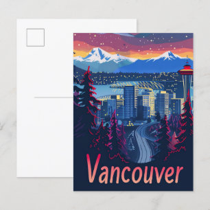Vancouver Canada Vintage Retro Reizen Illustratie Briefkaart