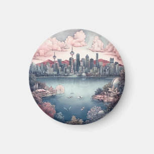 Vancouver City Canada Reizen Schilderij Magneet