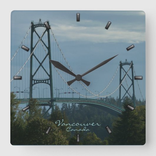 Vancouver Clock geeft decor Vancouver Wall Clock Vierkante Klok (Voorkant)