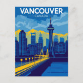 Vancouver Harbour Retro Skyline Briefkaart (Voorkant)