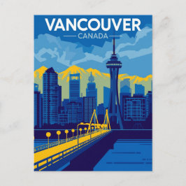 Vancouver Harbour Retro Skyline Briefkaart